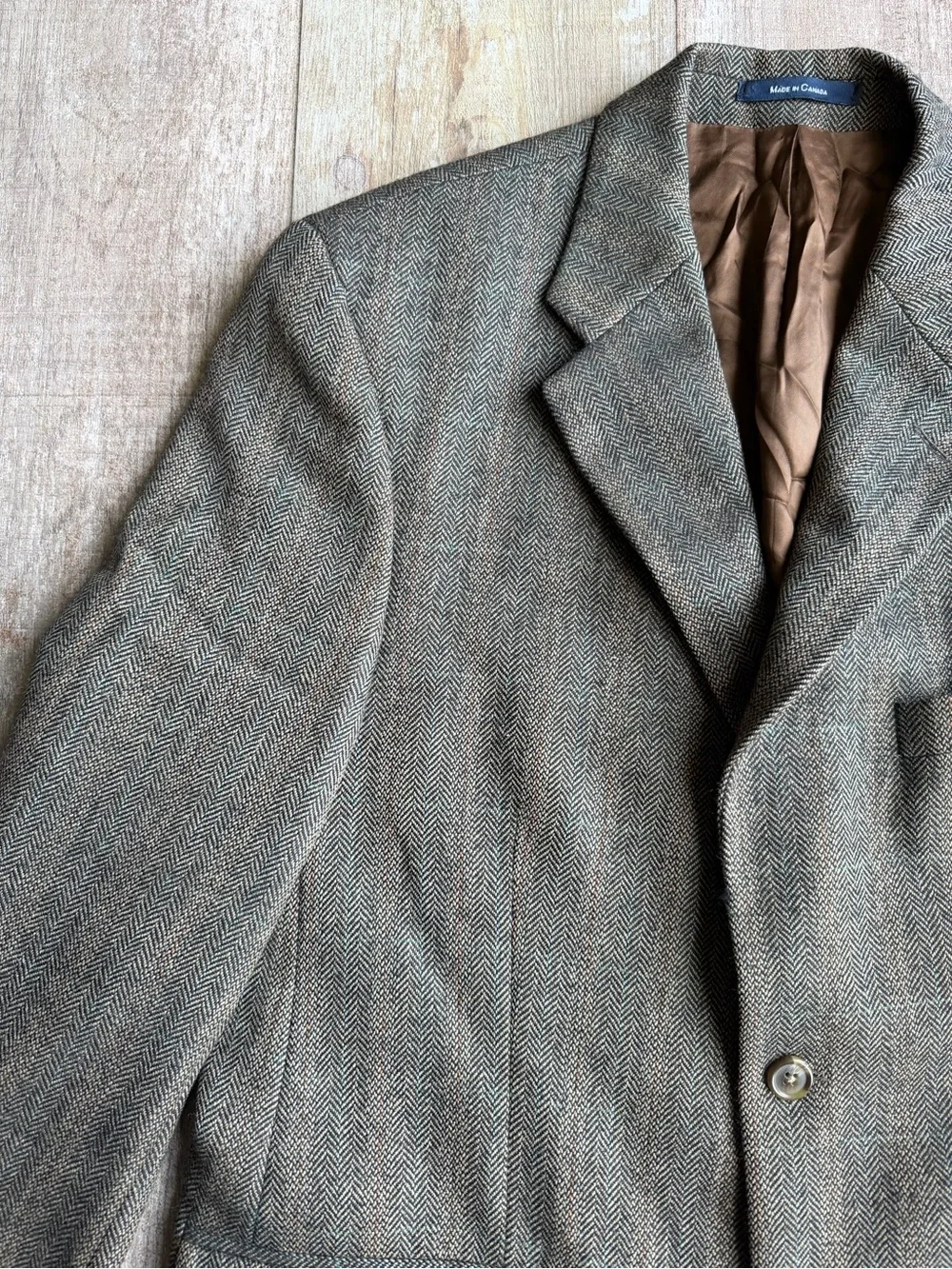 Chaps Ralph Lauren Brown Wool Herringbone Sport Coat Size 42R